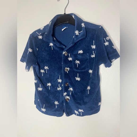 Old Navy Other - Old Navy Blue Button Up Palm Tree Print Boys Size 2T